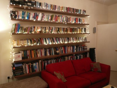 Long  Walnut floating  book shelves